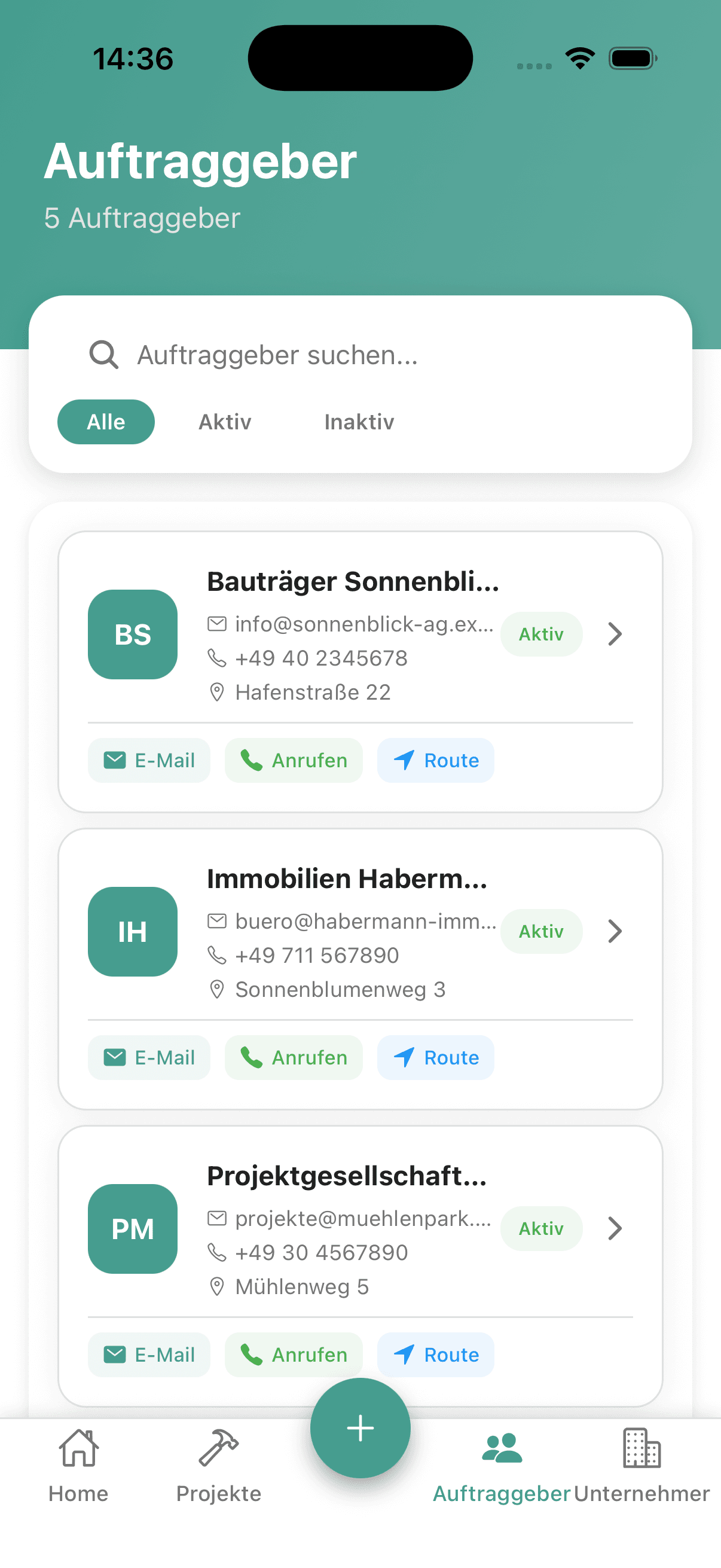 Auftraggeber – Kundenstamm sauber organisiert