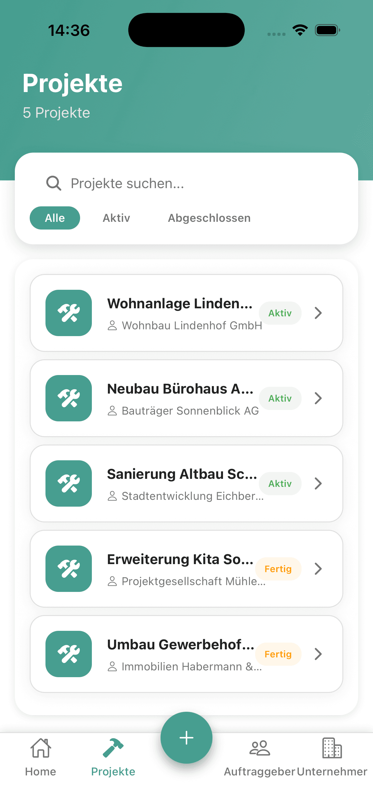 Projekte – alle Baustellen auf einen Blick