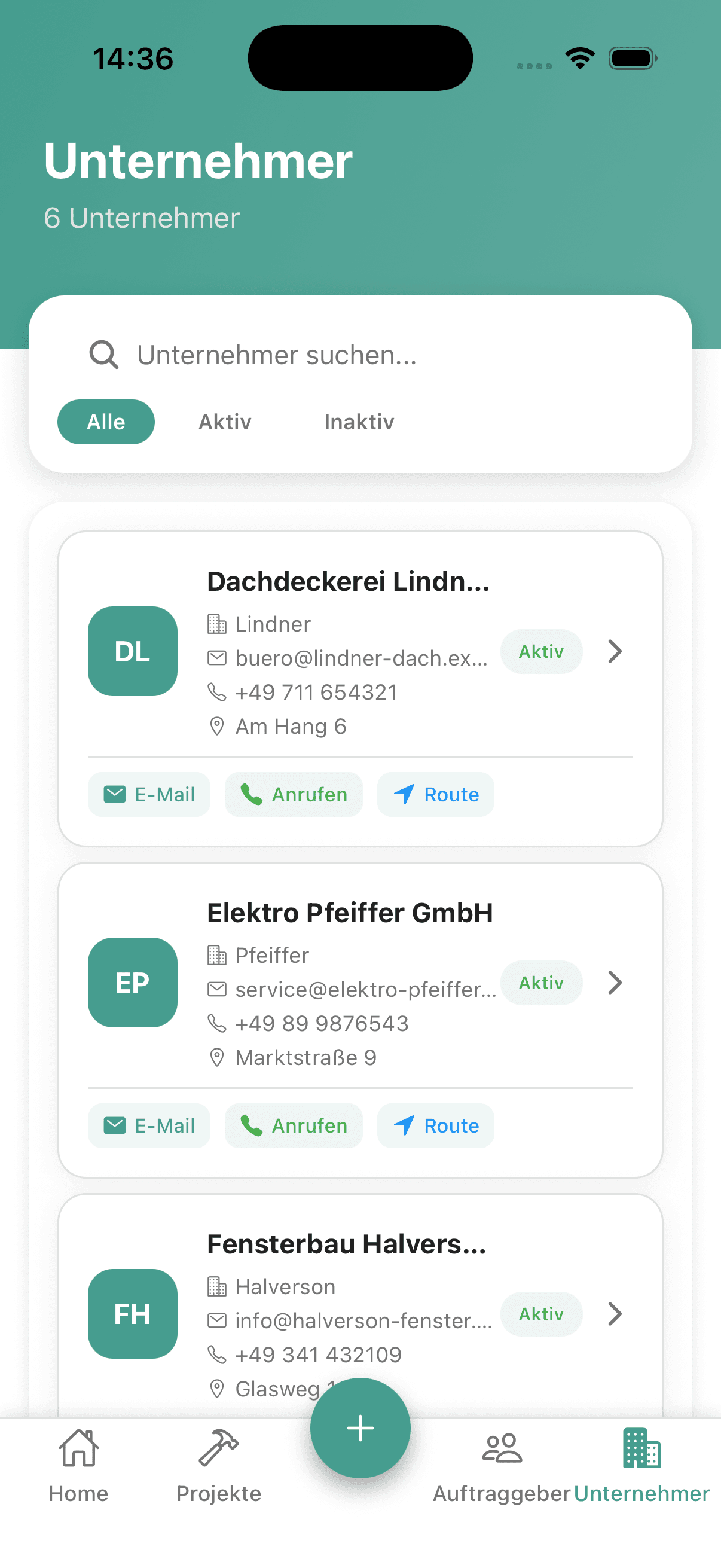 Unternehmen – Subunternehmer und Lieferanten zentral pflegen